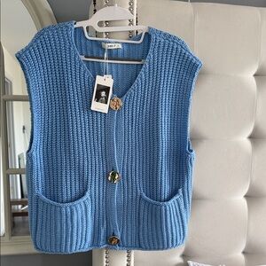 Chic Blue V-Neck Sweater Vest